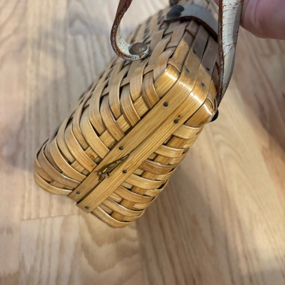 Woven Wicker Handbag Top Handle 1950s Fabric Interior Day Purse, Kitsch Style - Picture 5 of 8